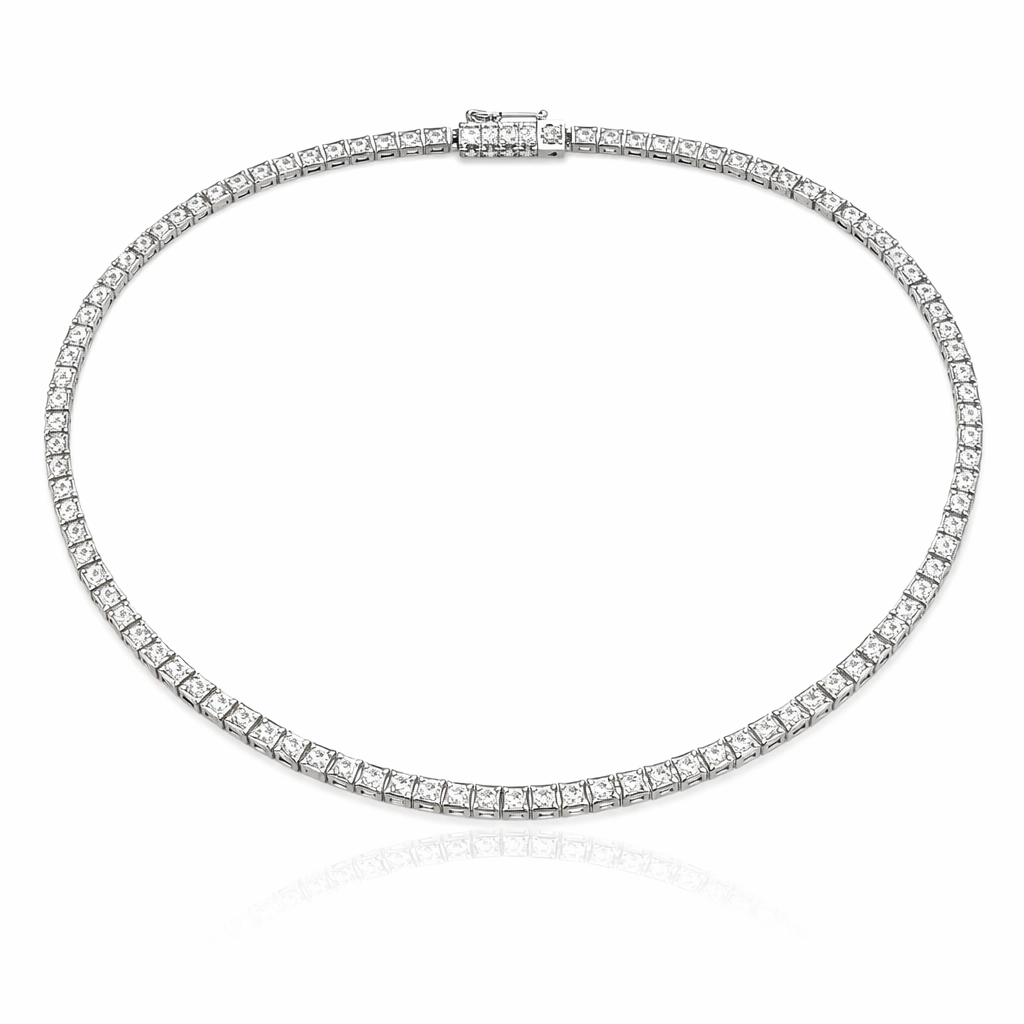 Colier din argint 925 „royal radiance”, COD C232, sistem de închidere tip casetă (box clasp)