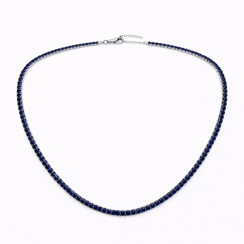 Colier din argint 925 „sapphire midnight reflections”, COD L669, sistem de închidere reglabil, cu prelungire