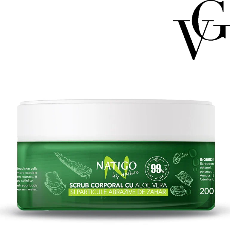 Scrub de corp cu Aloe Vera, 200 gr, Natigo