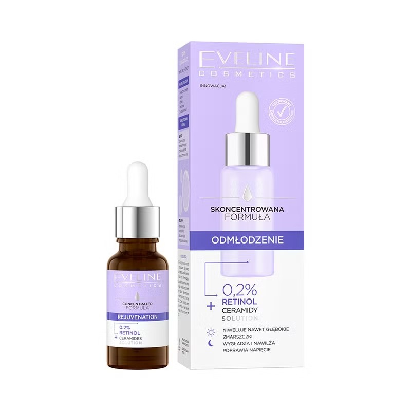 Ser pentru față Rejuvenating 0.2% Retinol Concentrated Formula, 18 ml, Eveline Cosmetics