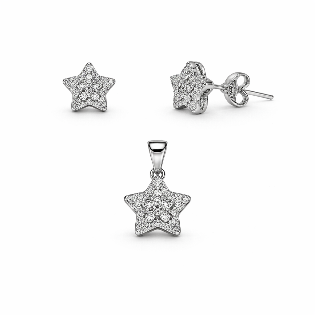 Set din argint 925 „stellar sparkle”, cercei și pandantiv, COD S226