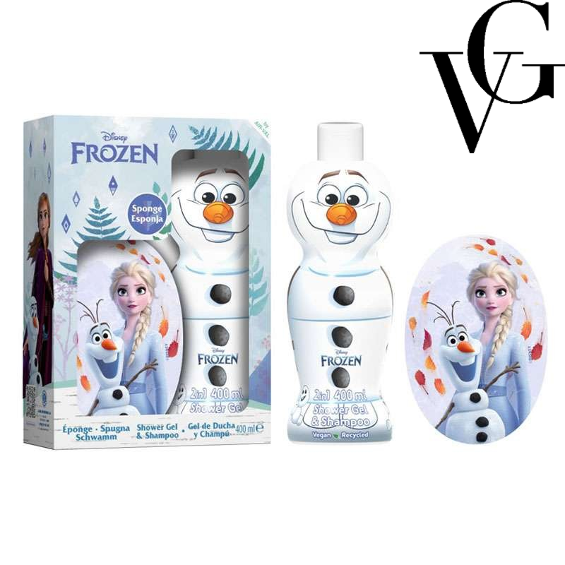 Set cadou Frozen – Gel de duș & șampon copii (+burete), 400 ml, Air-Val International