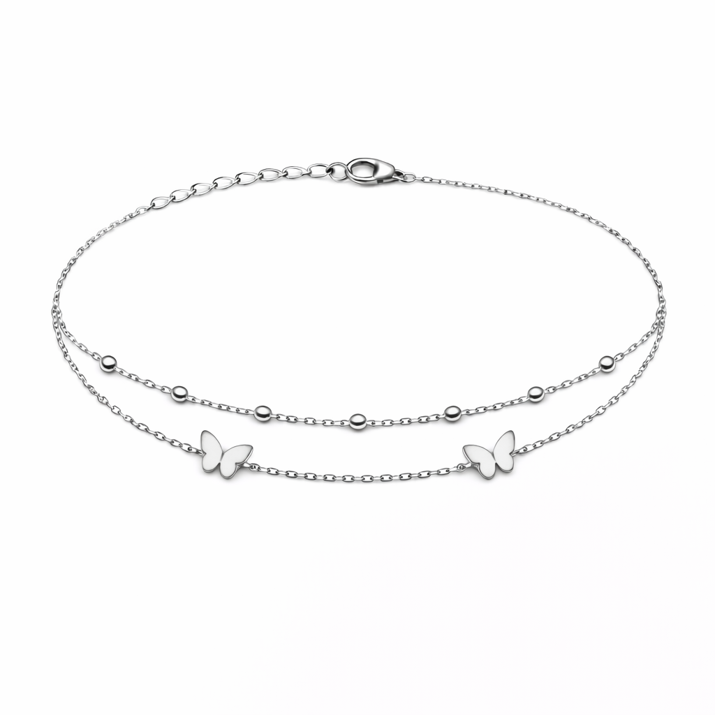 Brățară din argint 925 „silver butterflies”, COD B169, sistem de închidere reglabil, cu prelungire