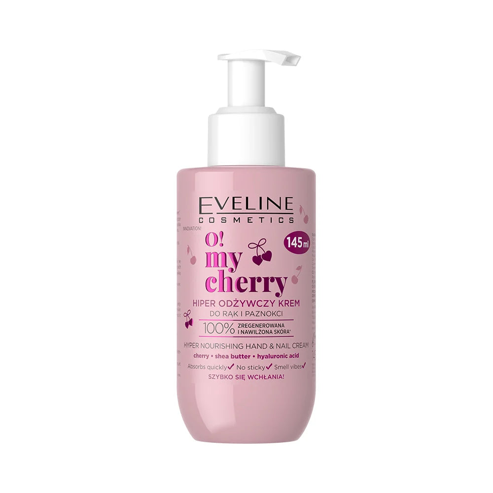Cremă hiper nutritiva pentru Maini si Unghii uscate Eveline O My Cherry, 145 ml