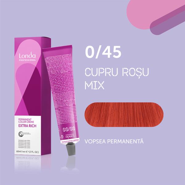 Vopsea de păr Extra Rich Permanent Color 0/45, Cupru roșu mix, 60 ml, Londa Professional