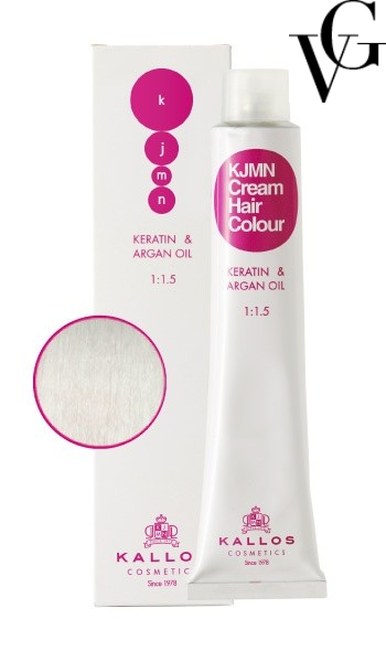 Vopsea de păr profesională 000, Blond alb platinat, 100 ml, Kallos