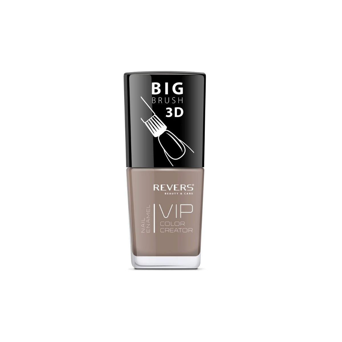 Lac de unghii VIP 3D, N.027 - Bej închis, 12 ml, Revers Cosmetics