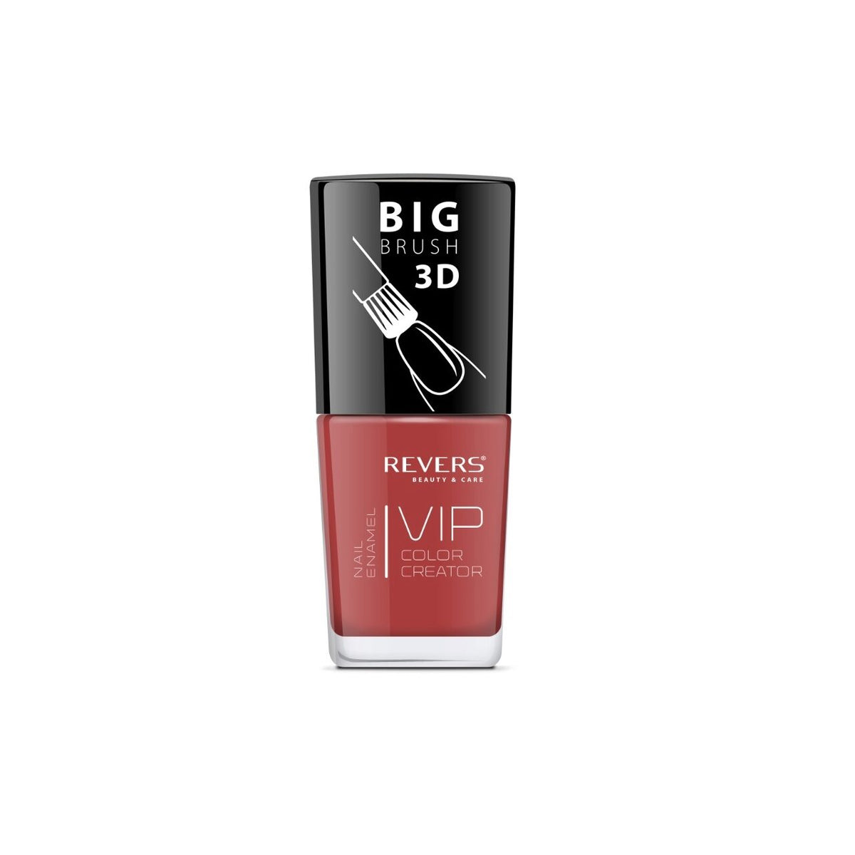 Lac de unghii VIP 3D, N.035 - Roșu cărămiziu, 12 ml, Revers Cosmetics