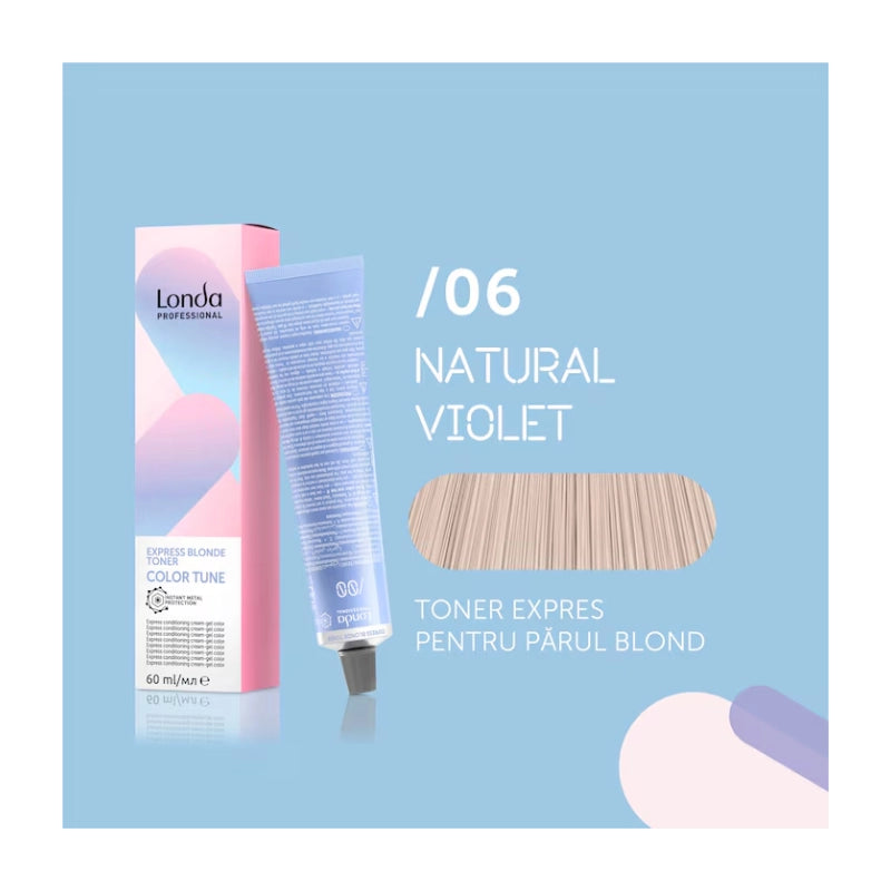 Vopsea de păr demi-permanentă Color Tune Express Blonde Toner /06 Natural violet, 60 ml, Londa Professional