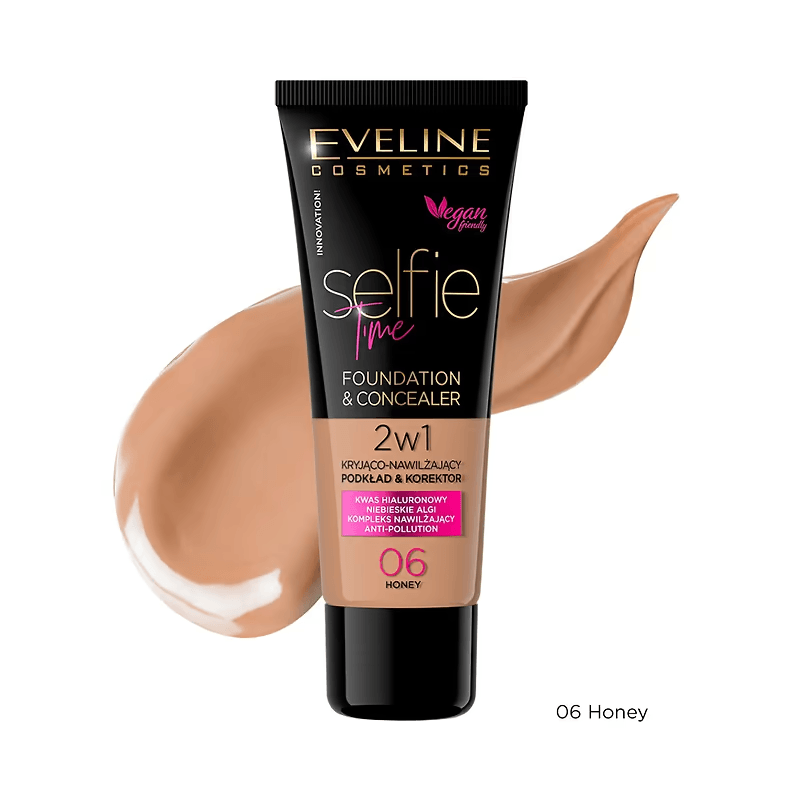 Fond de ten și corector 2 în 1 Selfie Time Foundation & Concealer, N.06, 30 ml, Eveline Cosmetics