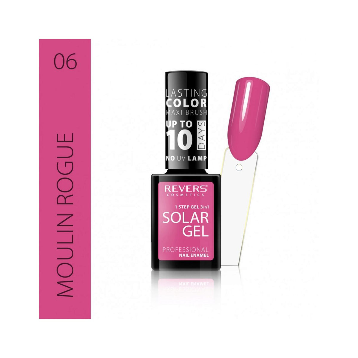 Lac de unghii Solar Gel, N.06 - Moulin rogue, 12 ml, Revers Cosmetics