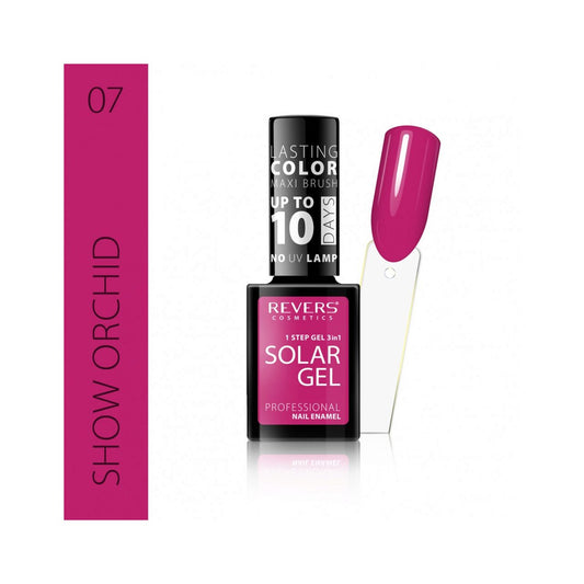 Lac de unghii Solar Gel, N.07 - Show orchid, 12 ml, Revers Cosmetics