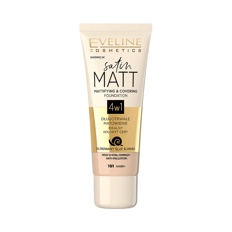Fond de ten Satin Matt 4 în 1, N.101, 30 ml, Eveline Cosmetics
