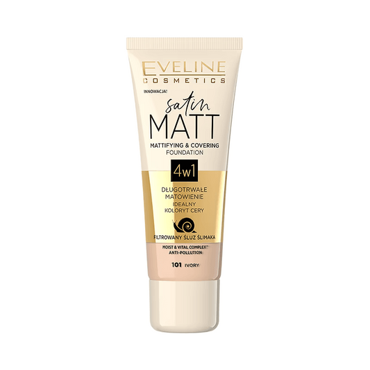 Fond de ten Satin Matt 4 în 1, N.101, 30 ml, Eveline Cosmetics