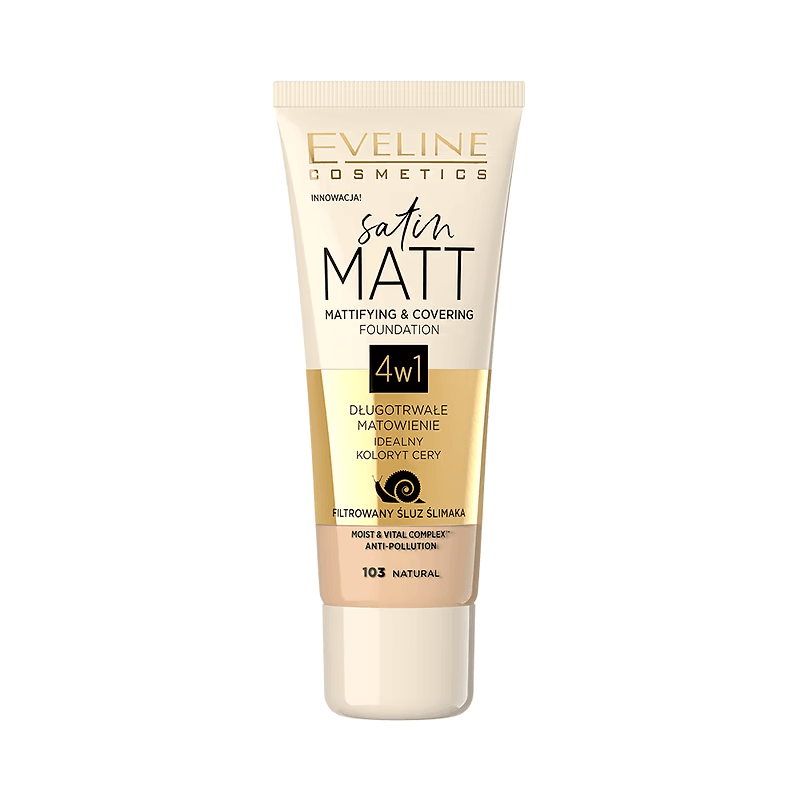 Fond de ten Satin Matt 4 în 1, N.103, 30 ml, Eveline Cosmetics