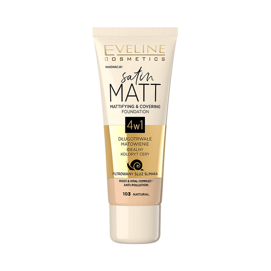 Fond de ten Satin Matt 4 în 1, N.103, 30 ml, Eveline Cosmetics