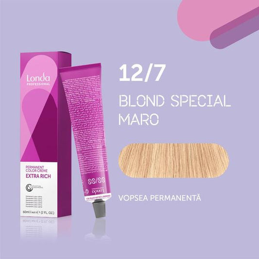 Vopsea de păr Extra Rich Permanent Color 12/7, Blond special maro, 60 ml, Londa Professional
