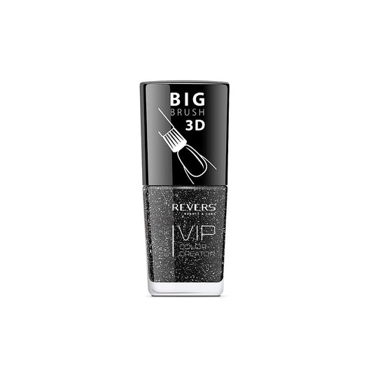 Lac de unghii VIP 3D, N.122 - Negru sidefat, 12 ml, Revers Cosmetics