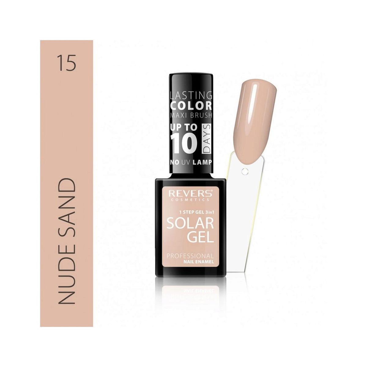 Lac de unghii Solar Gel, N.15 - Nude sand, 12 ml, Revers Cosmetics