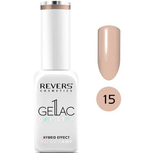 Lac de unghii Gellac 1 Step, N.15 Nude, 10 ml, Revers Cosmetics