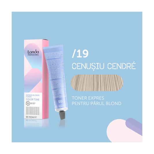 Vopsea de păr demi-permanentă Color Tune Express Blonde Toner /19 Cenușiu cendre, 60 ml, Londa Professional