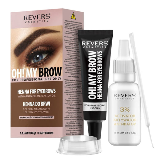 Vopsea pentru sprâncene Henna Oh! My Brow, N.2.0 Maro deschis, 30 ml, Revers Cosmetics