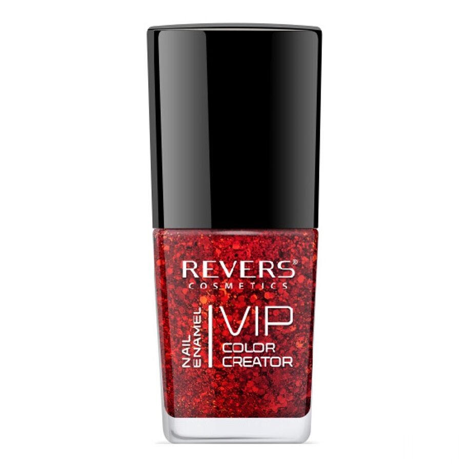 Lac de unghii VIP 3D, N.254 - Roșu sclipici, 12 ml, Revers Cosmetics