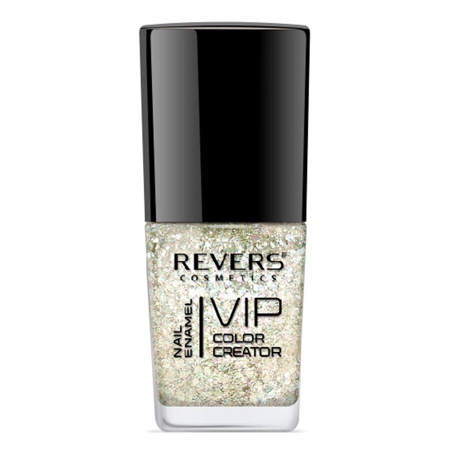Lac de unghii VIP 3D, N.255 - Alb sclipici, 12 ml, Revers Cosmetics