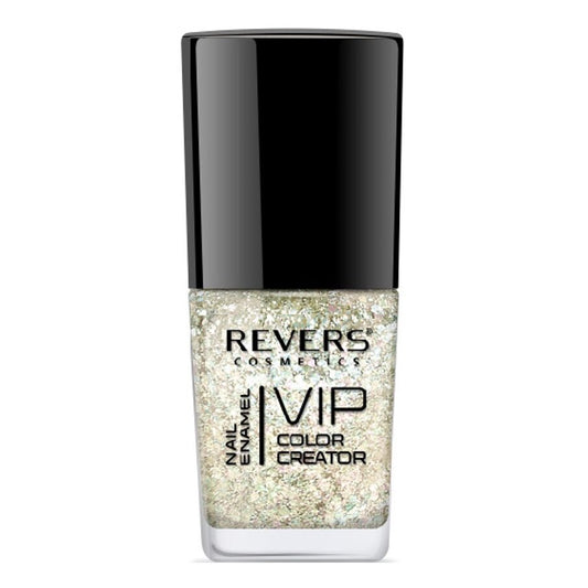 Lac de unghii VIP 3D, N.255 - Alb sclipici, 12 ml, Revers Cosmetics
