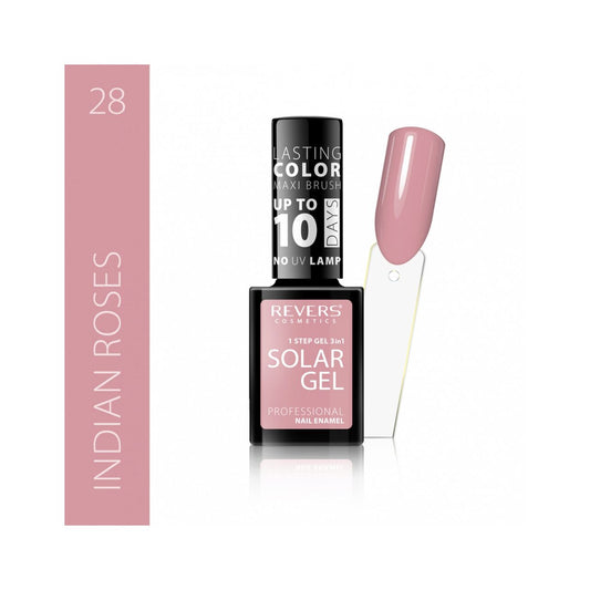 Lac de unghii Solar Gel, N.28 - Indian roses, 12 ml, Revers Cosmetics
