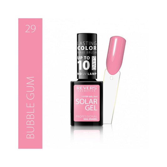 Lac de unghii Solar Gel, N.29 - Bubble gum, 12 ml, Revers Cosmetics