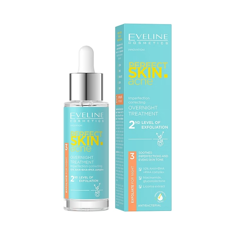 Tratament de noapte pentru față 2nd Level Perfect Skin Acne, 30 ml, Eveline Cosmetics