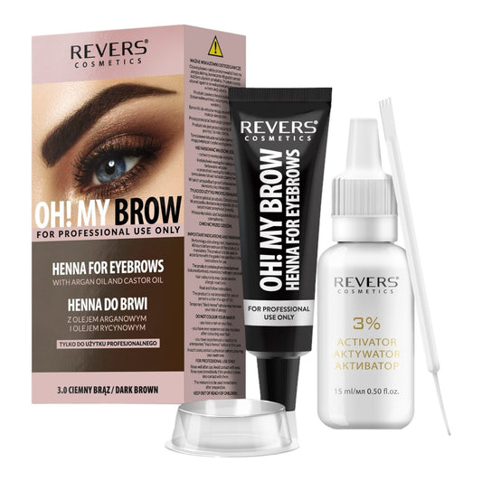 Vopsea pentru sprâncene Henna Oh! My Brow, N.3.0 Maro închis, 30 ml, Revers Cosmetics