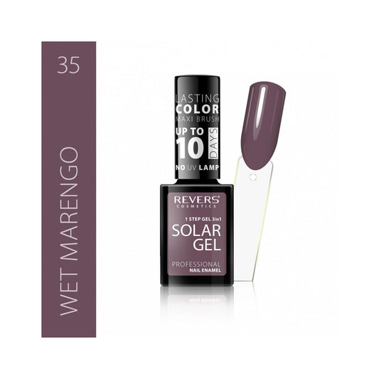 Lac de unghii Solar Gel, N.35 - Wet marengo, 12 ml, Revers Cosmetics