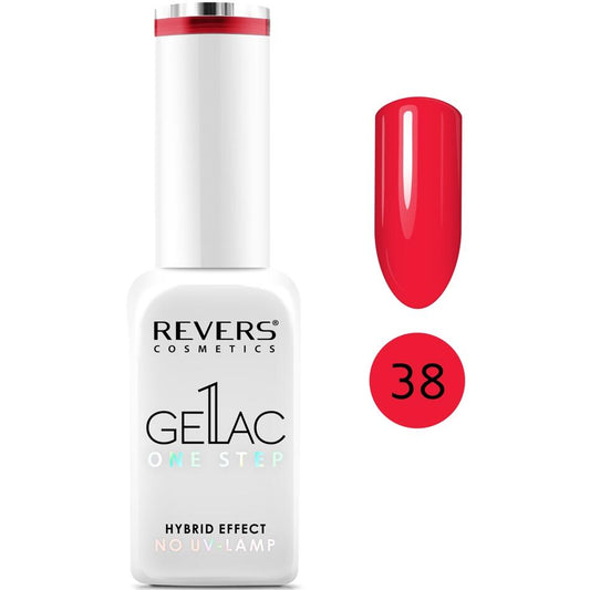 Lac de unghii Gellac 1 Step, N.38 Roșu, 10 ml, Revers Cosmetics