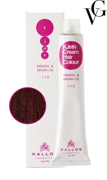 Vopsea de păr profesională 4.62, Șaten mediu cu nuanță de violet roșcat, 100 ml, Kallos
