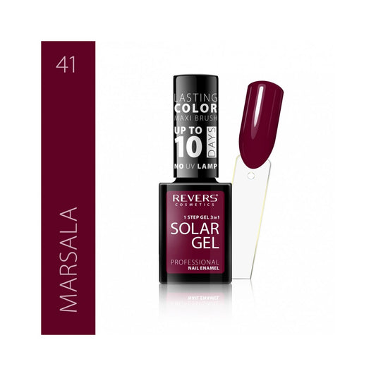 Lac de unghii Solar Gel, N.41 - Marsala, 12 ml, Revers Cosmetics