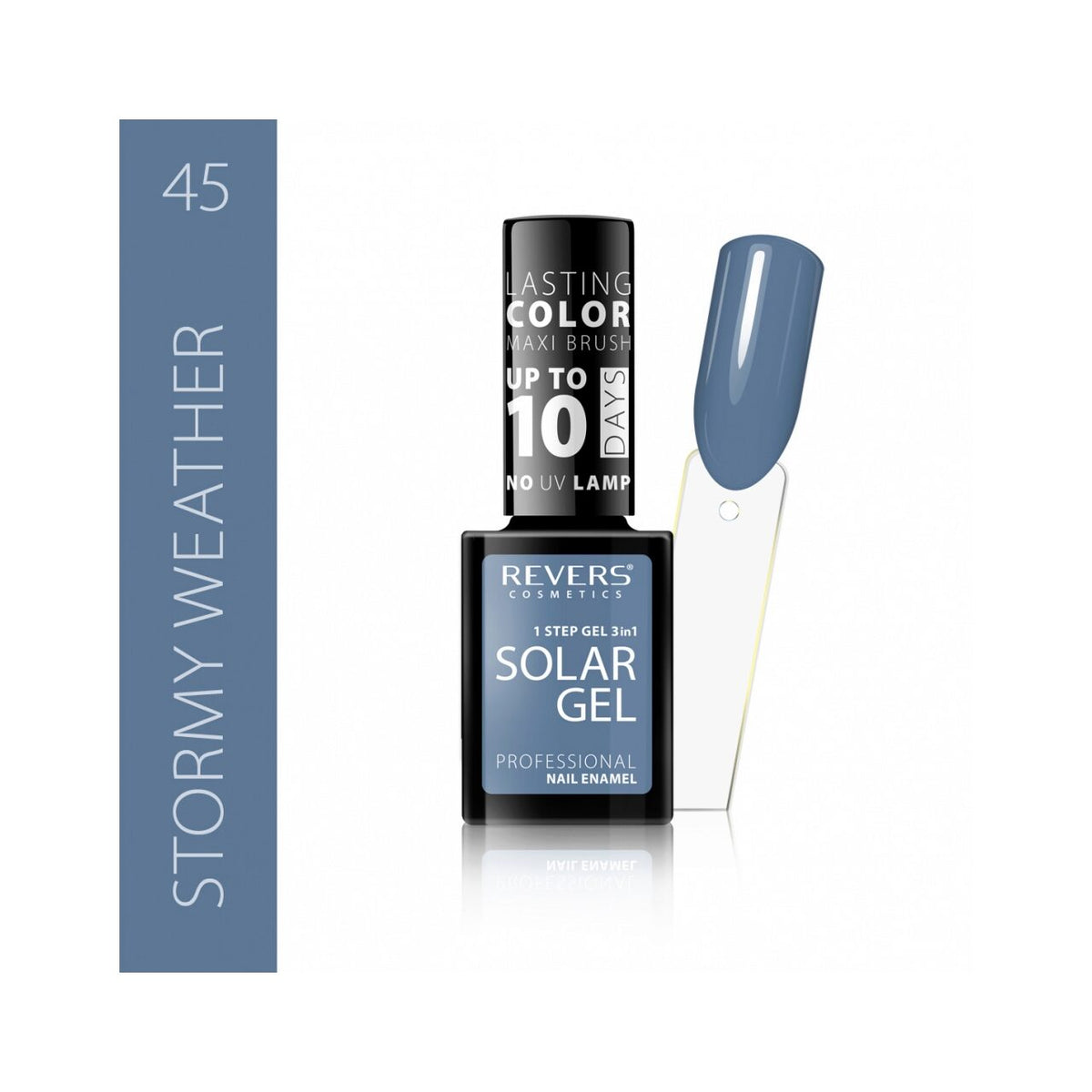 Lac de unghii Solar Gel, N.45 - Stormy weather, 12 ml, Revers Cosmetics