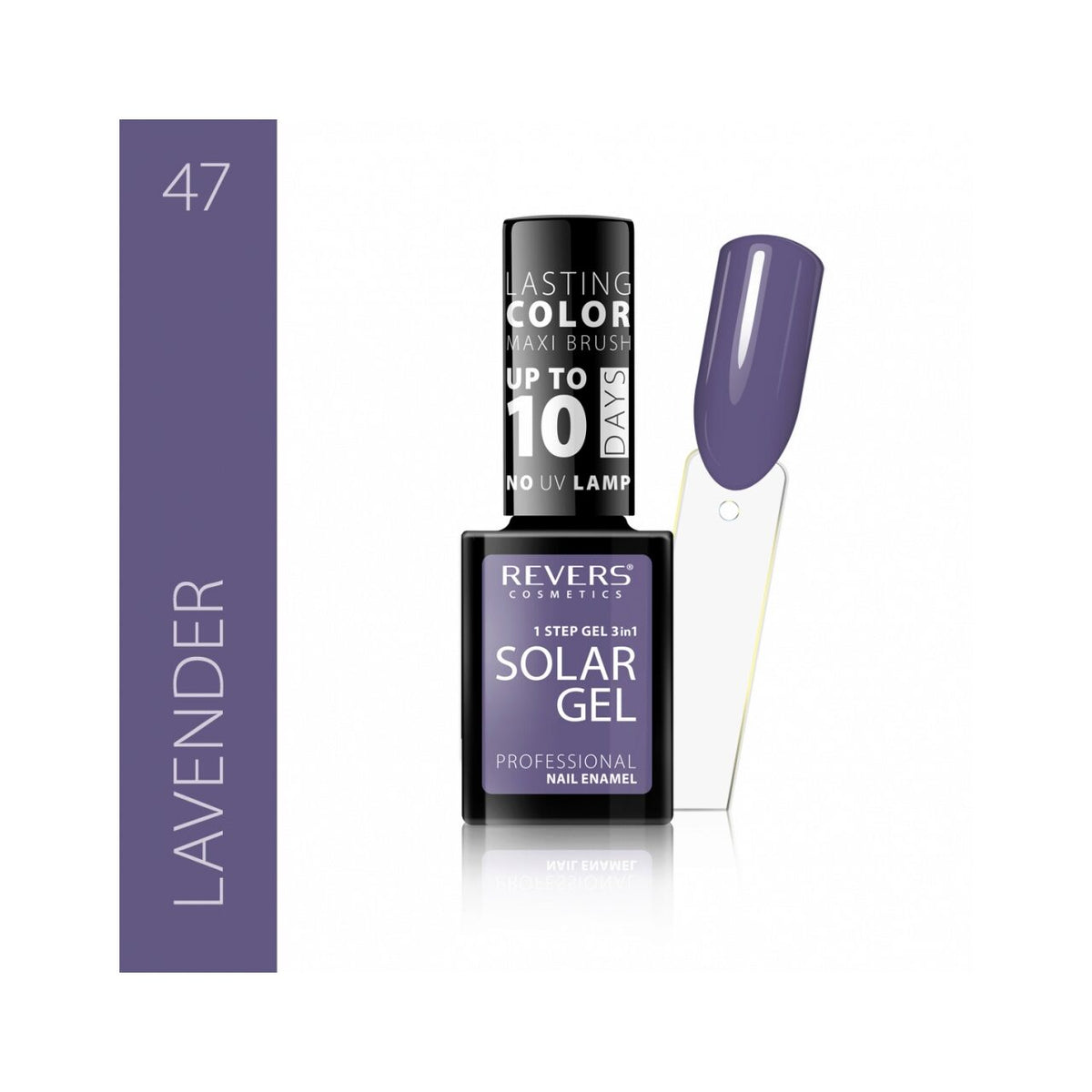 Lac de unghii Solar Gel, N.47 - Lavander, 12 ml, Revers Cosmetics