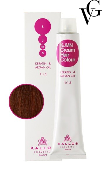 Vopsea de păr profesională 5.43, Șaten deschis cu nuanță de arămiu auriu, 100 ml, Kallos