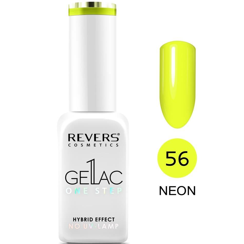 Lac de unghii Gellac 1 Step, N.56 Galben neon, 10 ml, Revers Cosmetics