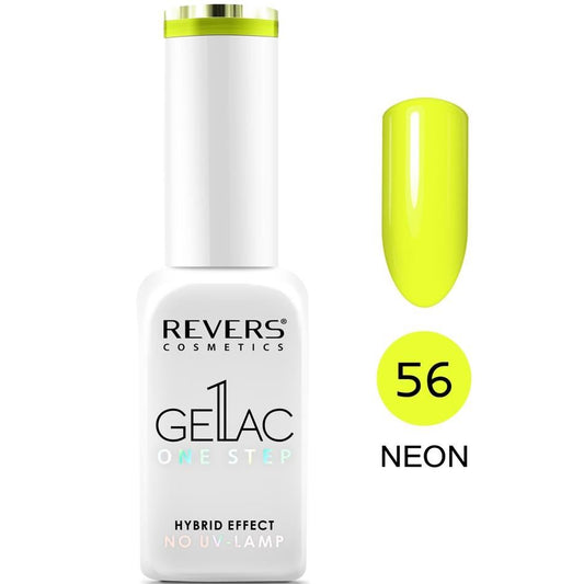 Lac de unghii Gellac 1 Step, N.56 Galben neon, 10 ml, Revers Cosmetics
