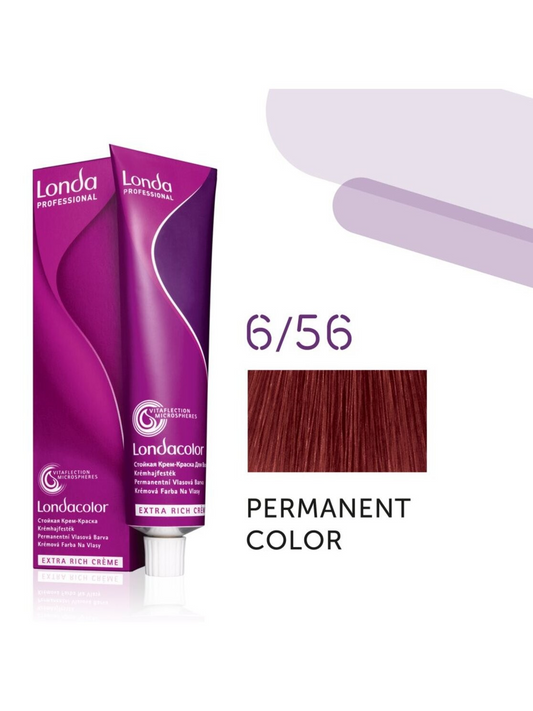Vopsea de păr Extra Rich Permanent Color 6/56, Blond închis roșu violet, 60 ml, Londa Professional