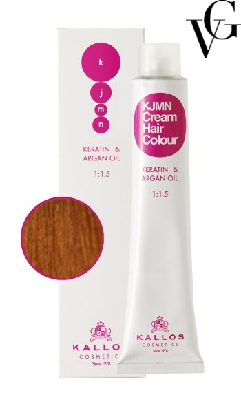 Vopsea de păr profesională 7.34, Blond mediu cu nuanță de aur arămiu, 100 ml, Kallos