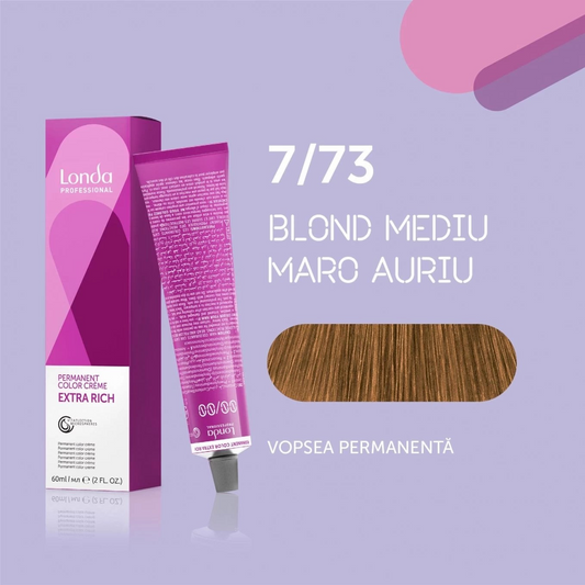 Vopsea de păr Extra Rich Permanent Color 7/73, Blond mediu maro auriu, 60 ml, Londa Professional