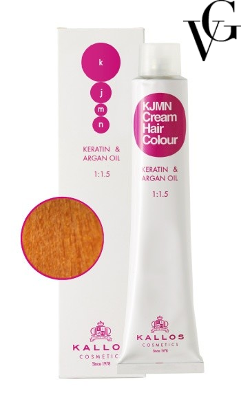 Vopsea de păr profesională 8.43, Blond deschis cu nuanță de arămiu auriu, 100 ml, Kallos