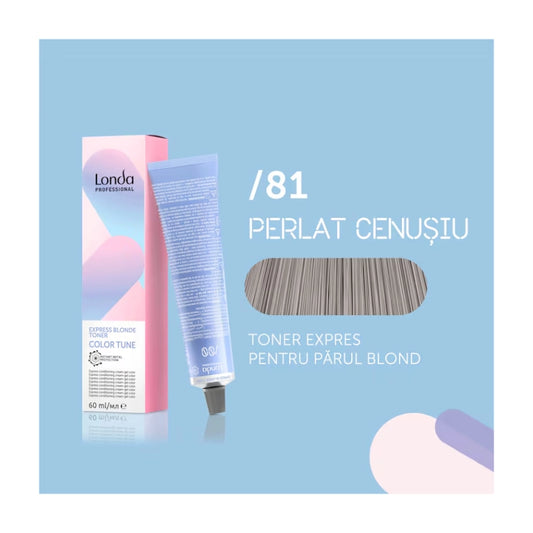 Vopsea de păr demi-permanentă Color Tune Express Blonde Toner /81 Perlat cenușiu, 60 ml, Londa Professional