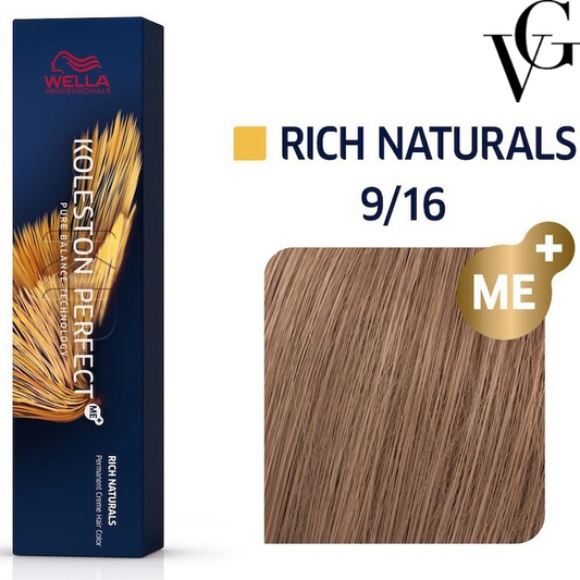 Vopsea de păr Koleston Perfect Me+ 9/16, Blond luminos cenușiu violet, 60 ml, Wella Professionals