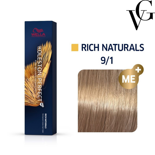 Vopsea de păr Koleston Perfect Me+ 9/1, Blond luminos cenușiu, 60 ml, Wella Professionals