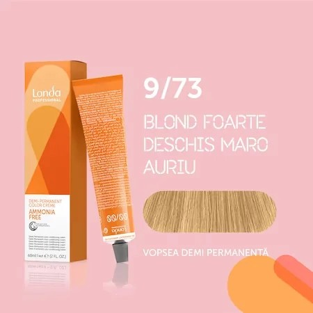Vopsea de păr demi-permanentă fără amoniac 9/73, Blond deschis maro auriu, 60 ml, Londa Professional